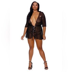 🦋B2G1🦋BARELY BARE Sheer Peignoir Robe With Butterfly Accent| ONE SIZE QUEEN |